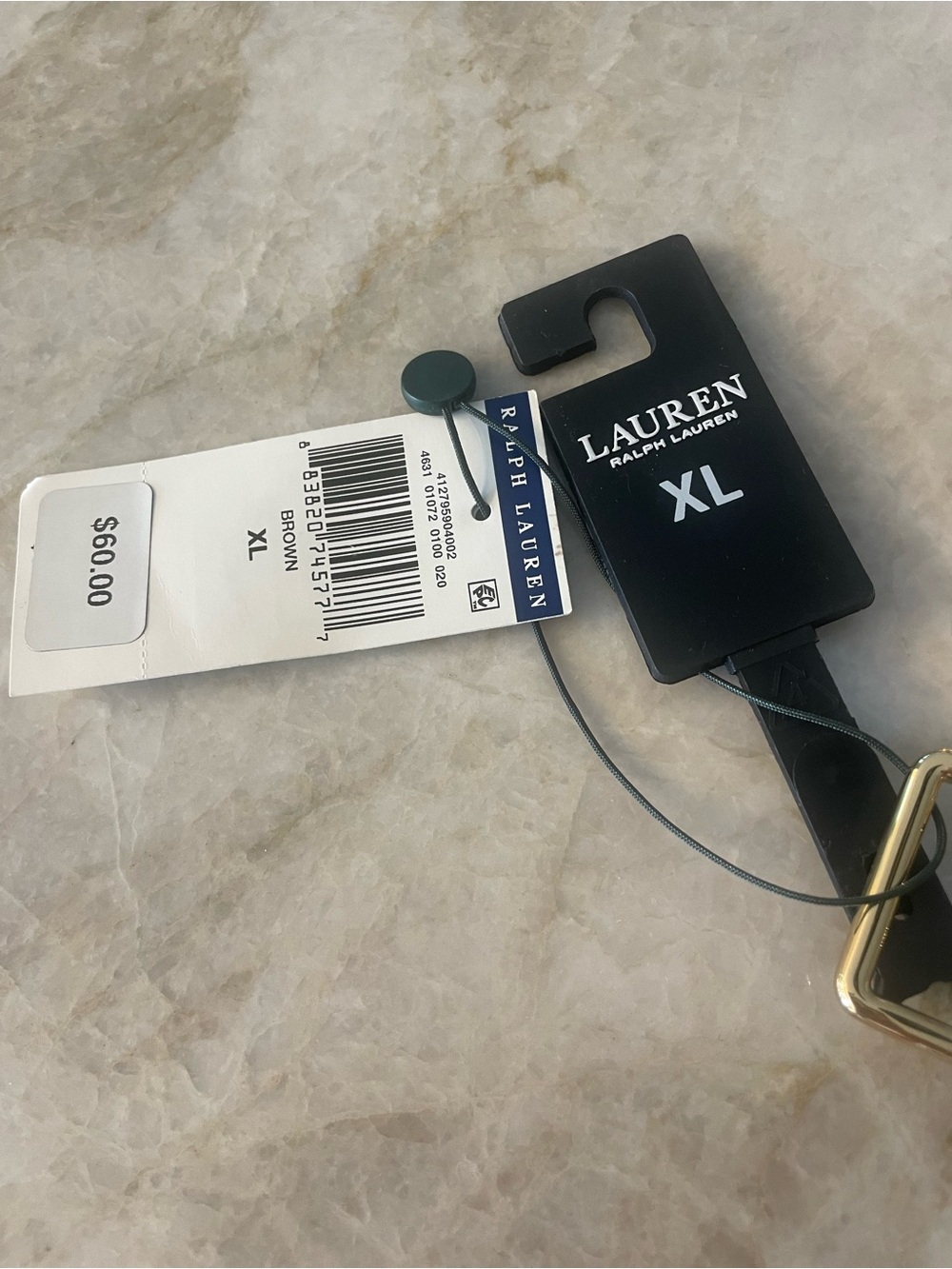 Ralph Lauren Tan Leather Belt with Gold RL Buckle - Picture 4 of 6